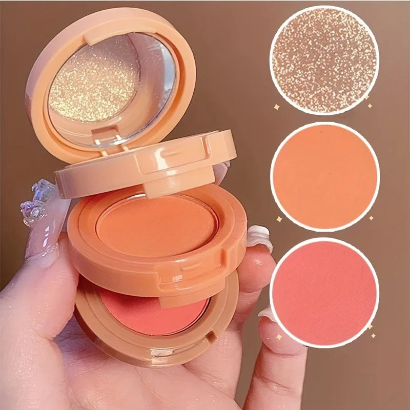Paleta 3 em 1 – Blush, Contorno e Iluminador Fosco e Perolado