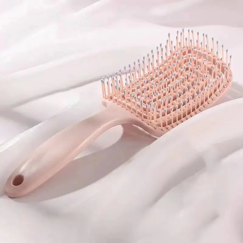 Escova de Cabelo Elástica & Anti-Quebra – Massagem Relaxante do Couro Cabeludo e Desembaraço Suave