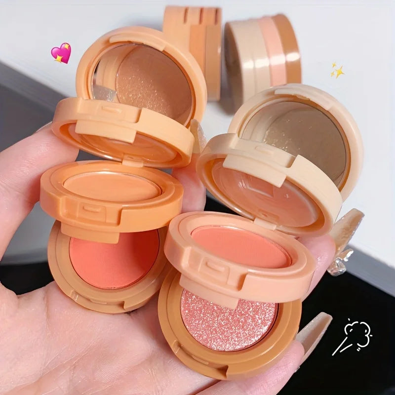 Paleta 3 em 1 – Blush, Contorno e Iluminador Fosco e Perolado